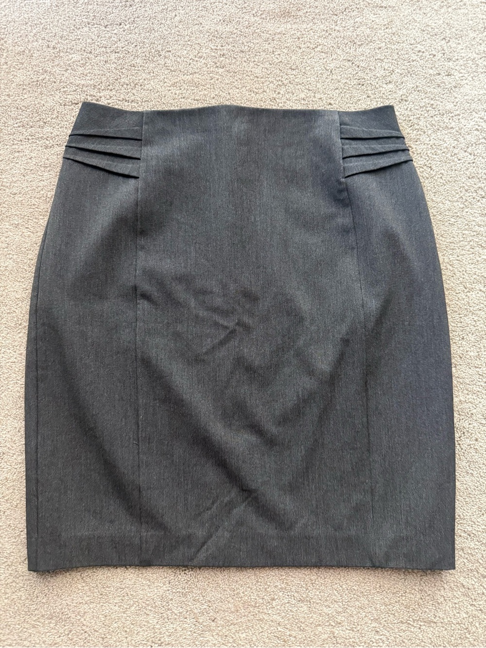 Express Dark Gray Pencil Skirt with Pleat Accents